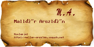 Mallár Arszlán névjegykártya